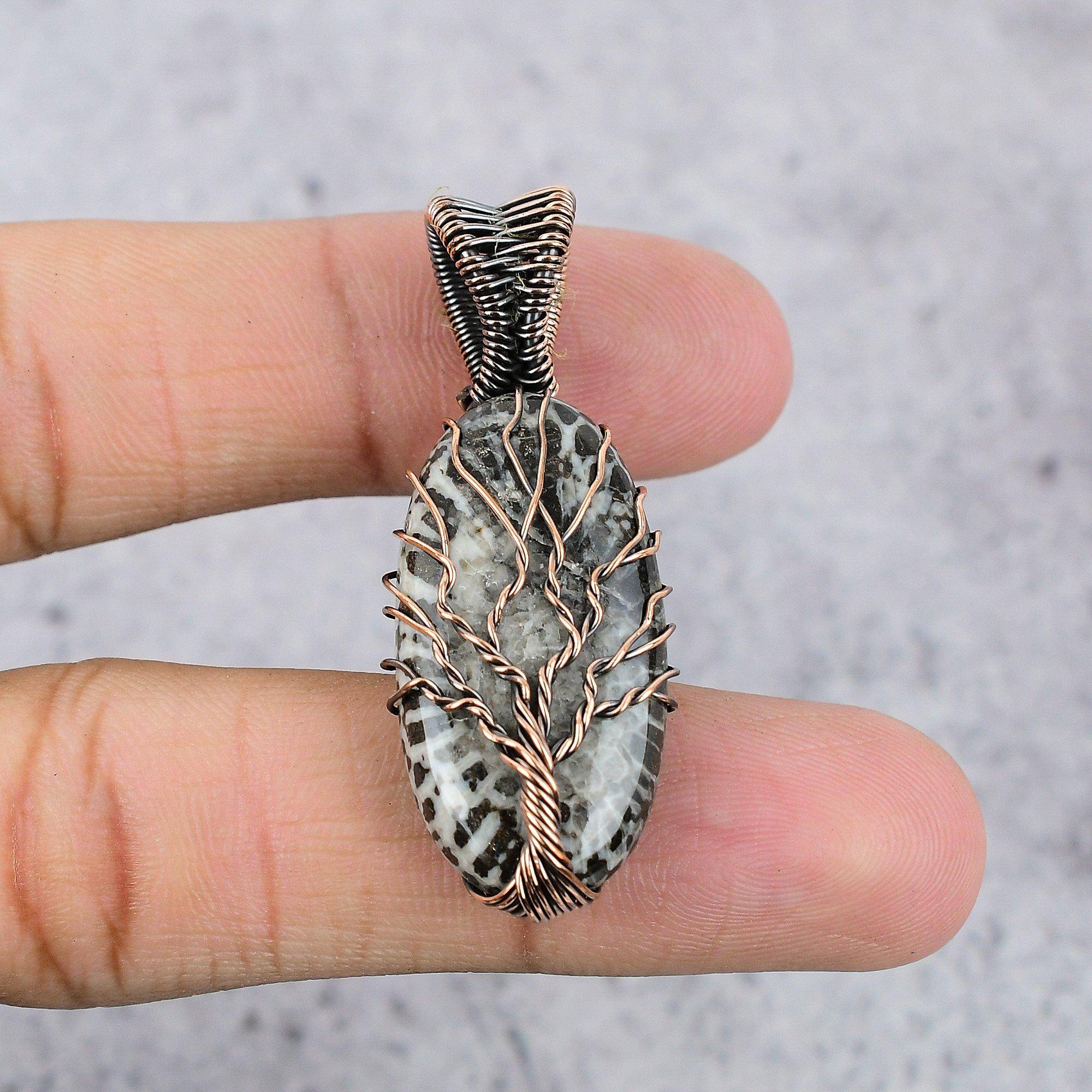 

Tree Of Life Stingray Coral Pendant Gemstone Jewelry, 999 Copper Wire Wrapped Handmade Pendant, Latest Design Jewelry 2.22 Inches
