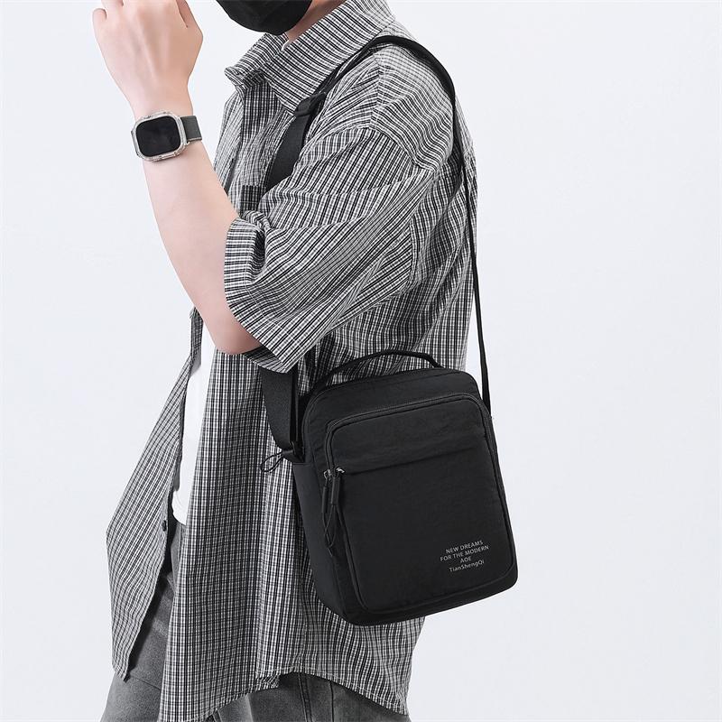Men's Nylon Crossbody Backpack Fashionable Versatile Summer New Style Waterproof Single Shoulder Sling Bag Simple Design