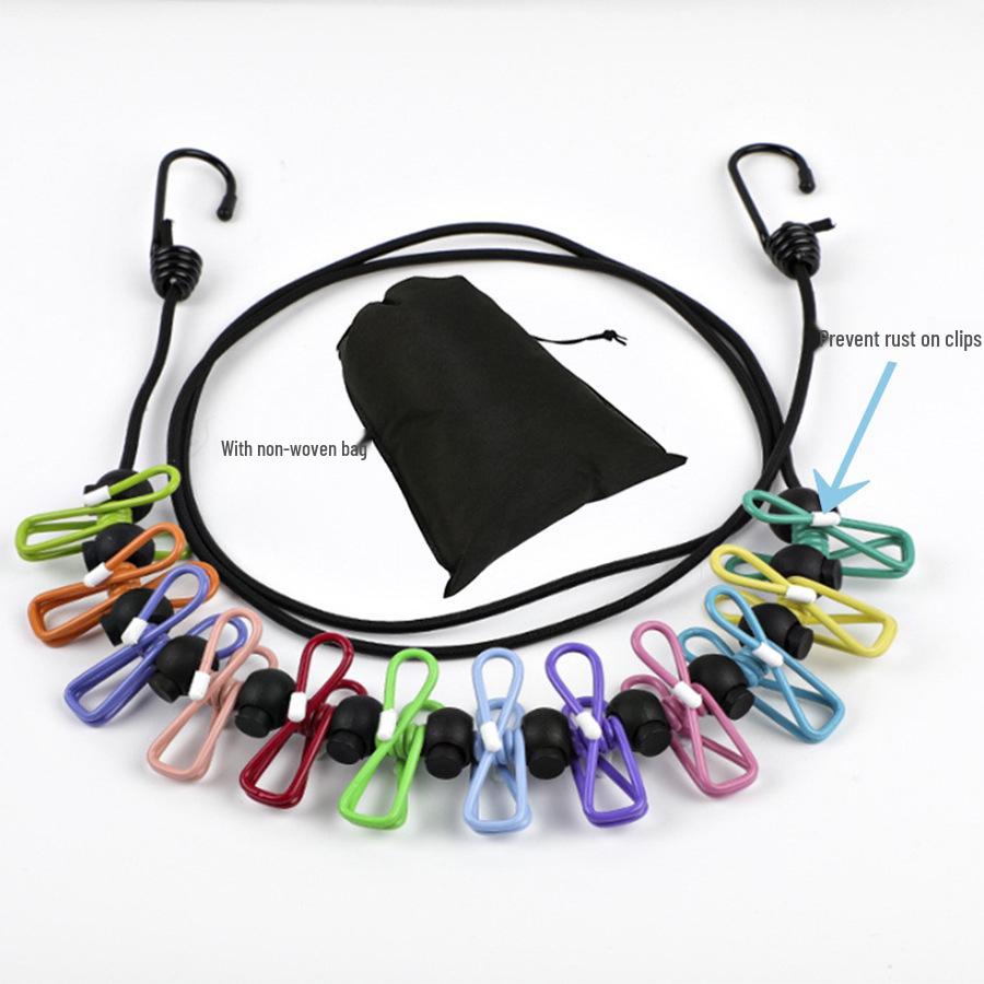 Colorful Elastic Clothesline with Anti-Slip Buckle for Outdoor Travel