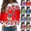 Γυναικείες μπλούζες με στρογγυλή λαιμόκοψη Βαμβακερή γυναικεία casual στάμπα με μακρυμάνικο πουλόβερ μπλούζα με λαιμόκοψη