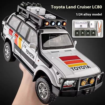 2024 Neues 1/24 Toyota Land Cruiser LC80-Automodell aus Legierung, Druckguss-Metall-Geländefahrzeuge, Automodell, Sound- und Lichtsimulation, Kinderspielzeug, Geschenk