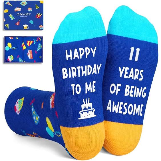 Zmart 11th Birthday Gifts Ideas - Socks for Kids Age 11, Presents for 11 Year Old Tween Happy Birthday to Me 11th