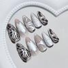 Sweet Cool Silver Metal Personality Wear Armor 24 Pieces Press On Nails