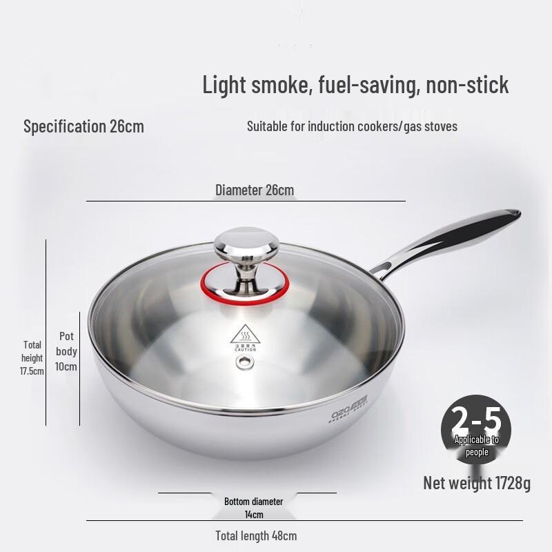 

Zhi Shi 18-10 3-Ply Stainless Steel Non-stick Wok