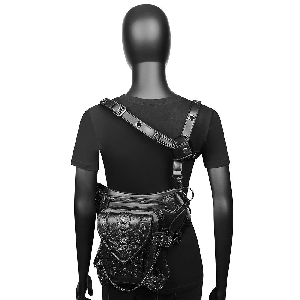 Torebka łańcuchowa dla kobiet, torba motocyklowa Steampunk Skeleton dla kobiet, torba podróżna na jedno ramię, torba biodrowa dla mężczyzn