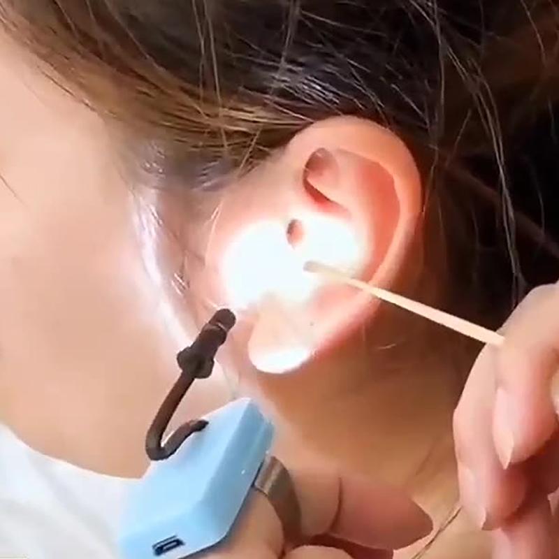 Pink Practical Ear Picking Tool Led Thumb Light Picks Supplies Removing Wax Rechargeablethree-Level Brightness Earpick Lamp