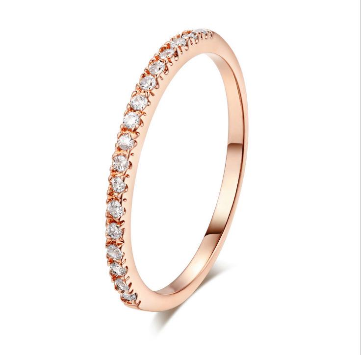 

Простое женское обручальное кольцо в корейском стиле с цирконом - Покрытие розовым золотом Size 7 розового золота