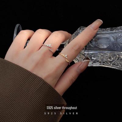 Japanese Diamond Butterfly Ring - S925 Silver, Open Design, Niche Style
