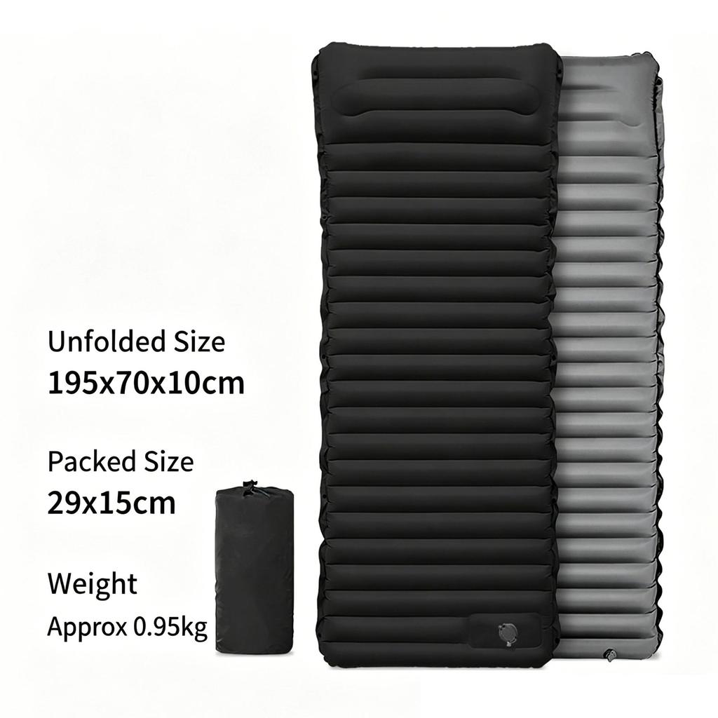 Camping Sleeping Pad with Built-in Pillow Inflating Ultralight Backpacking Air Mattress Waterproof Portable Camping Mat for Tent Hiking Travel Outdoor
