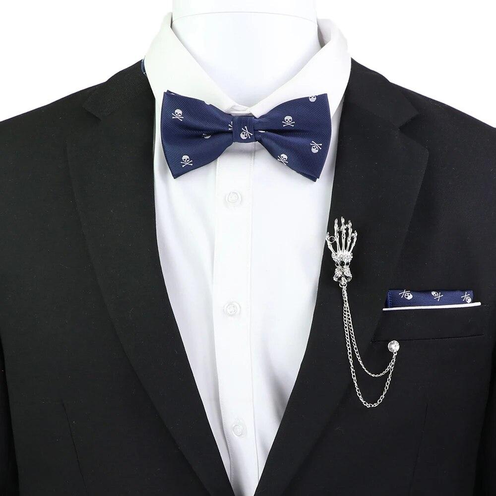 Набір краваток-метеликів, візерунок із зображенням черепа-дракона, чоловіки, платок із метеликами, брошка з китицями, весілля, вечірка на Хелловін,