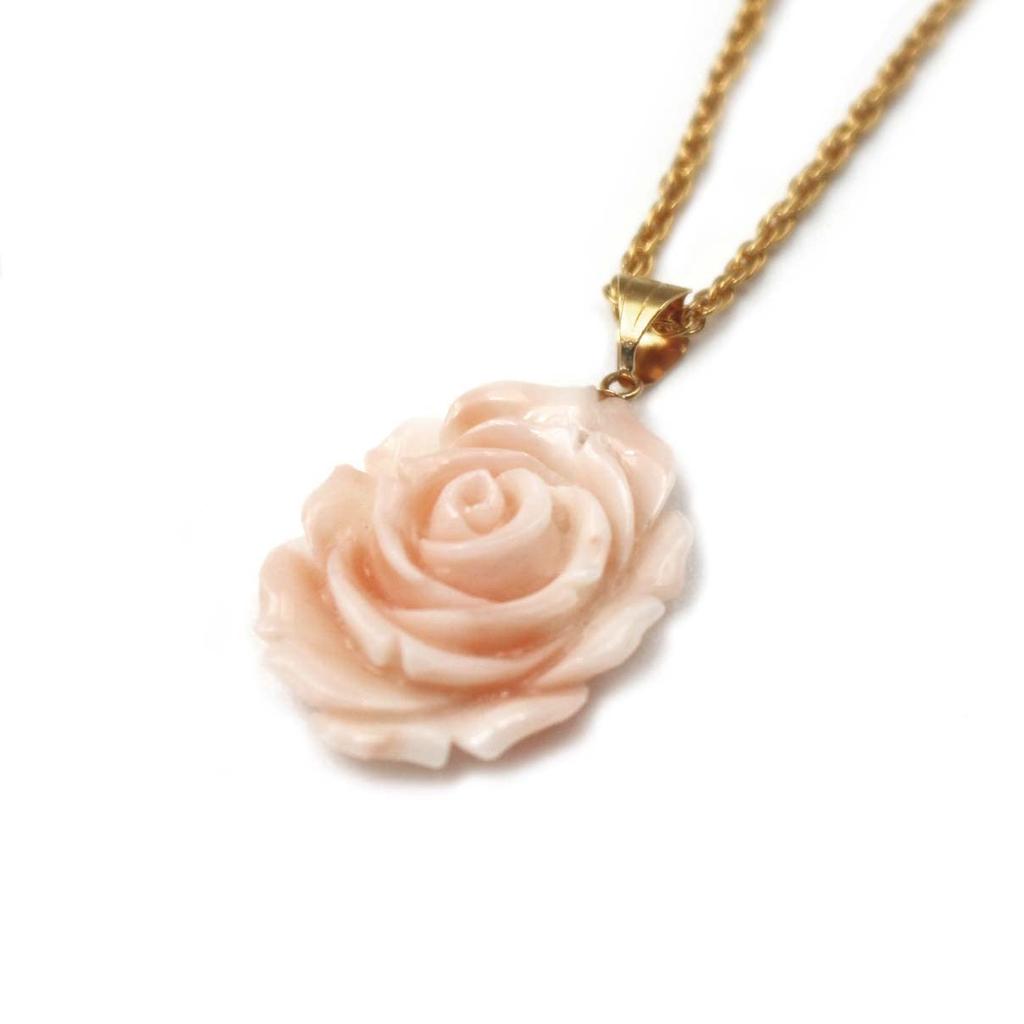Coral Rose Pendant with 18K Gold Hardware Gift Wrapping and Gift Tag Includes a 45cm Plated Chain Be Changed To an 18K Gold Chain Undyed Rose Coral