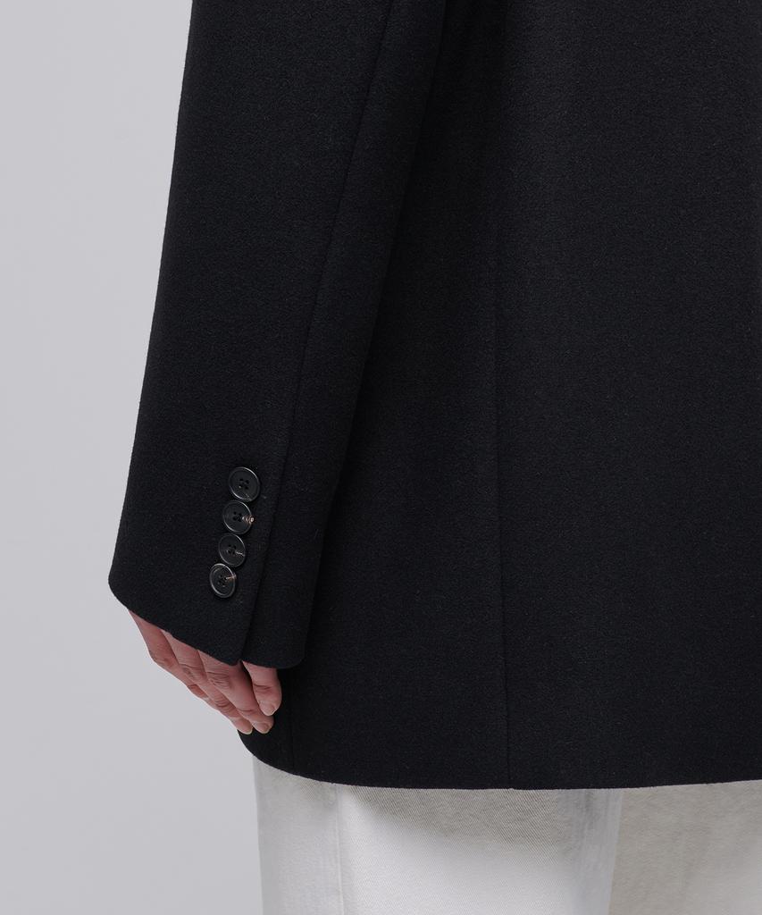 Musinsa Standard Wool Blend Melton Daddy Shoulder Oversized Blazer [Black]