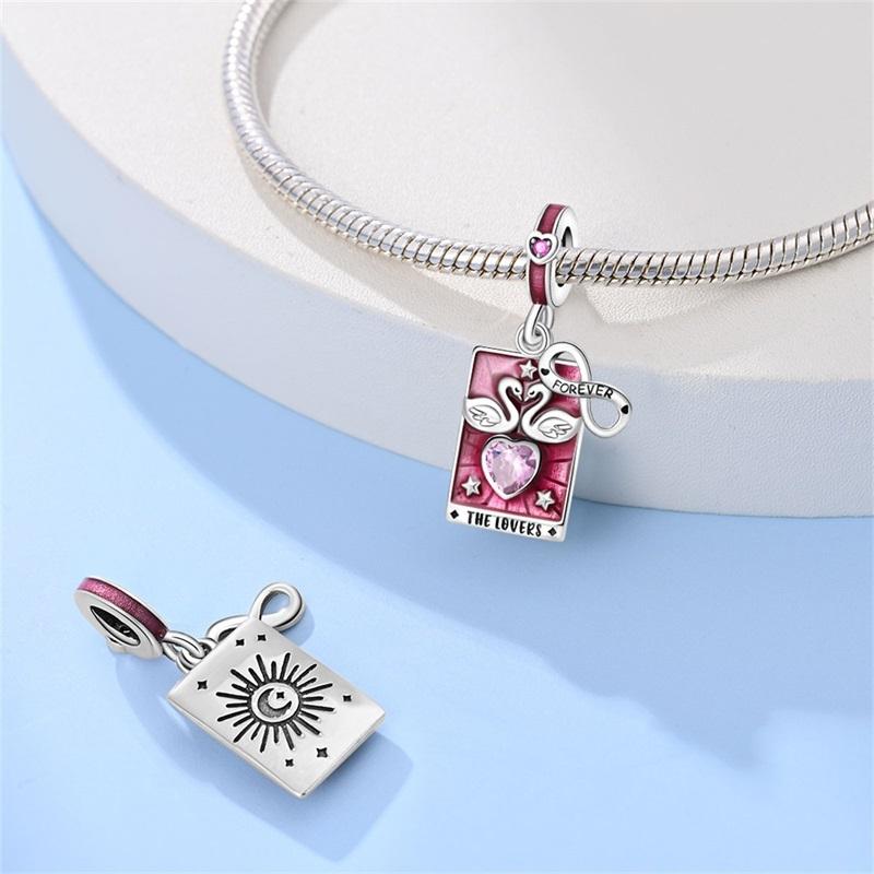 Magic Tarot Series Copper Lovers Stars Moon Sun Charms Beads Fit 3Mm Original Bracelets Diy Birthday Jewelry Gift