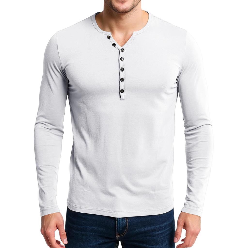 Men's Casual Solid-Color Slim-Fit  Long-Sleeve Base Layer Top