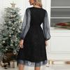 Women's V,Neck Mesh Long Sleeve Stylish Sexy Dress