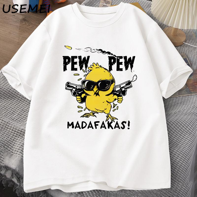 Pew Pew Madafakas Funny Graphic T Shirts Crazy Cat Printed T-shirt Casual Short Sleeve Adult Humor Tee Shirt