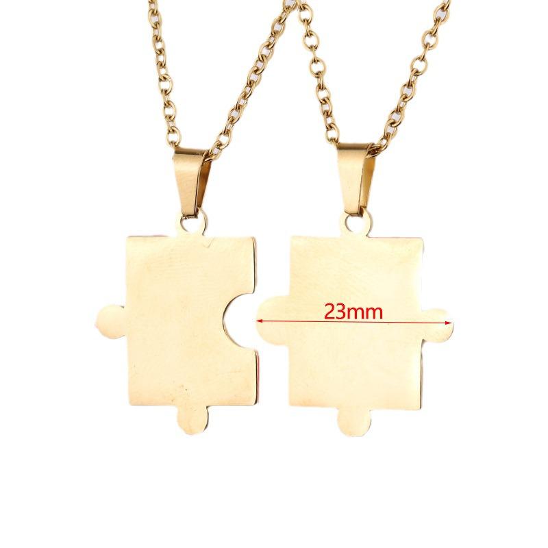 RUMNVNTY Geometrisches Puzzle Halsketten-Set für Paare - Qixi Valentinstag Geschenk