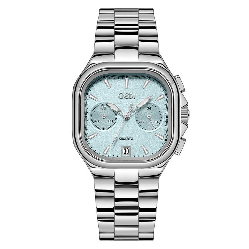 Five-Pin High-End Women'S Watch Niche Square Disc Calendar High-Value Steel Belt Watch Watch