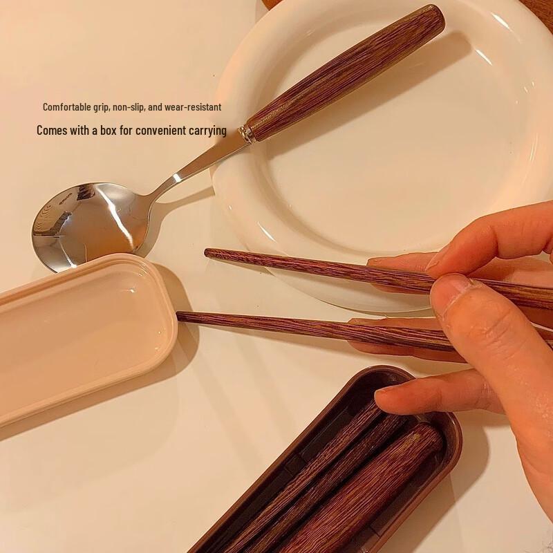 Zhaoran Wenge Wood Handle Portable Cutlery Set