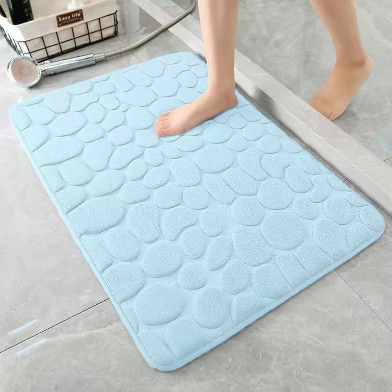 Pebble Pattern Non-Slip Bathroom Mat: Water-Absorbent, Simple Style, Door and Floor Use