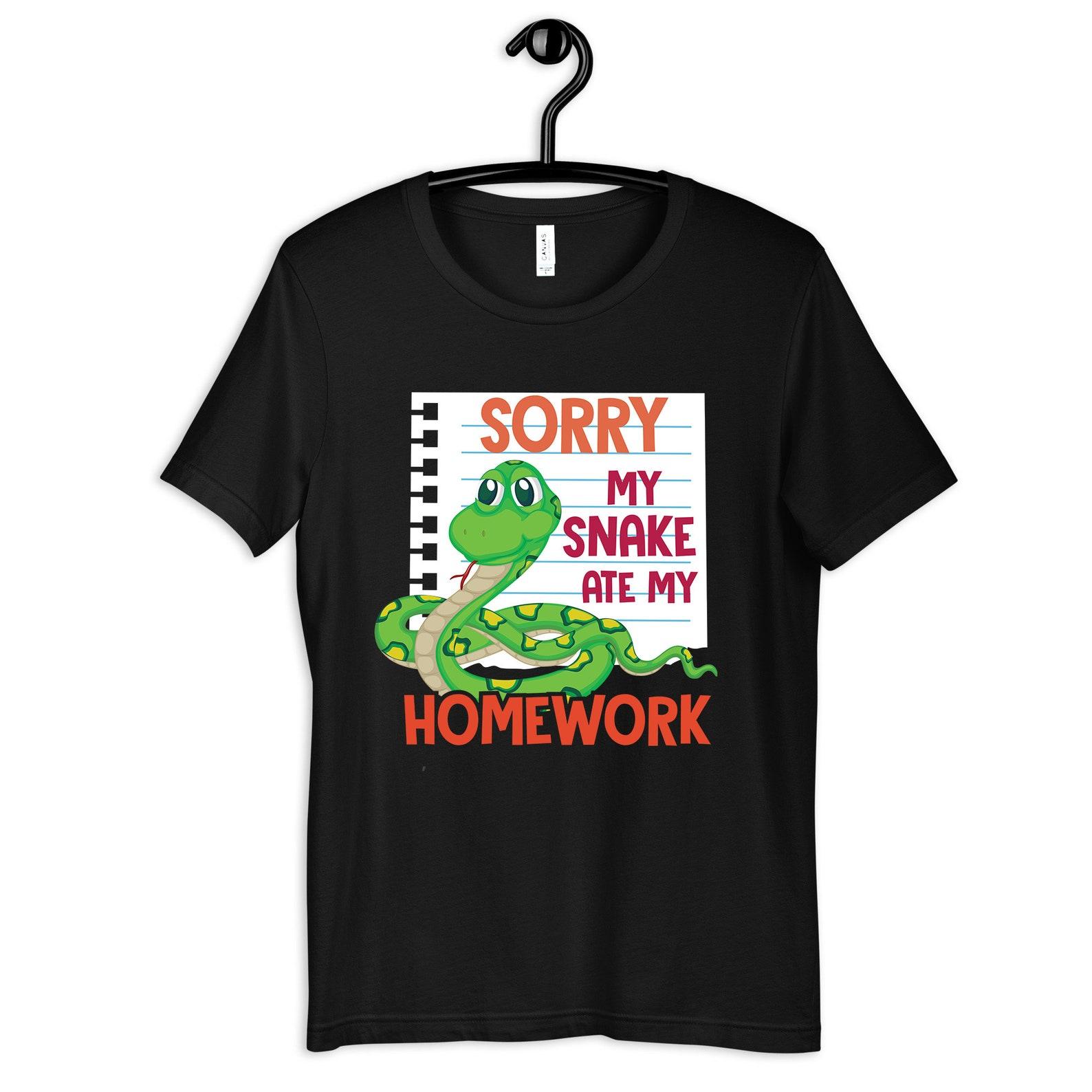 My Snake Ate My Homework Shirt, Funny Snake T-Shirt, Womens Tee, T-shirt, T-shirt, Tank Top, Kids T-shirt, Toddler Baby Clothing 4XL