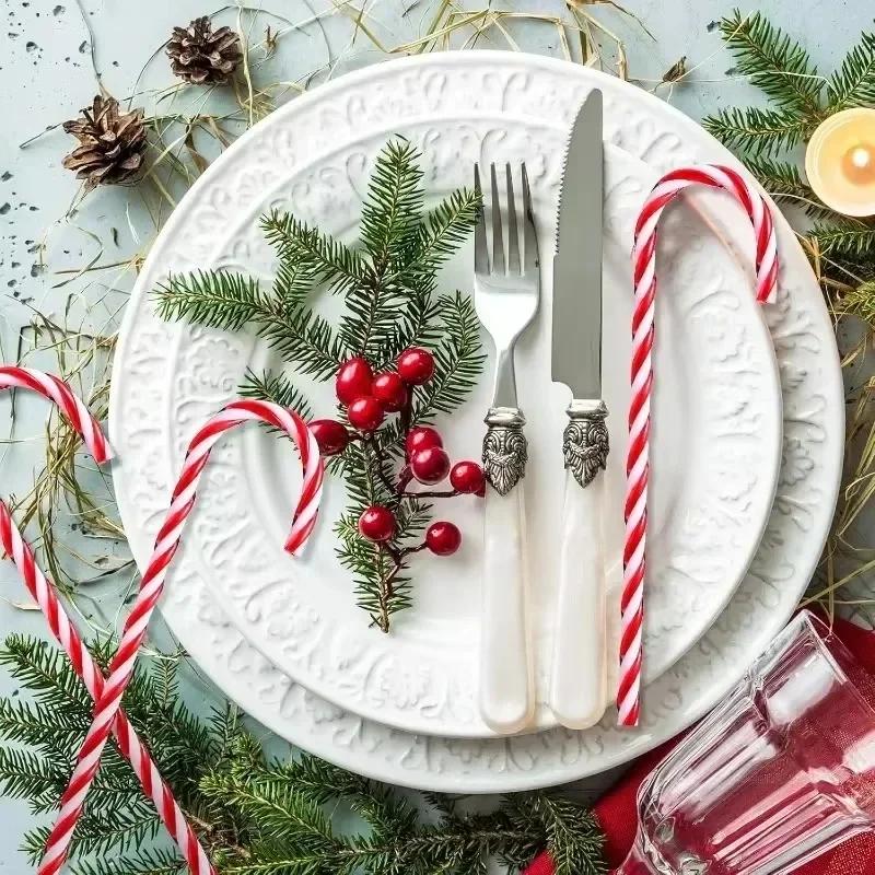 100/10Pcs Christmas Candy Cane Ornament Plastic Christmas Tree Hanging Decoration Twisted Crutch Candy Canes Indoor Party Favor