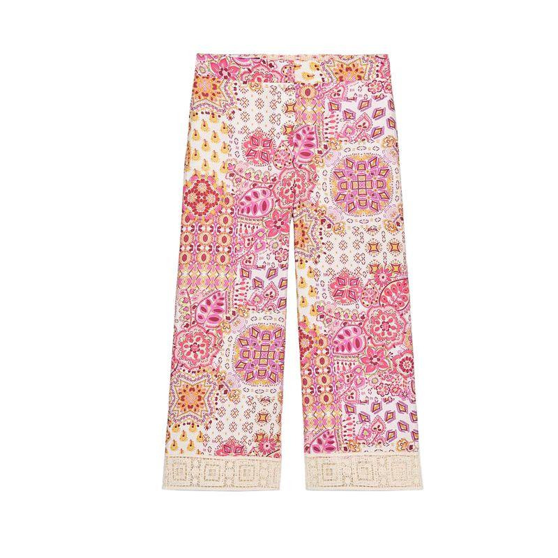 

Spring and Summer Embossed Lace Cuffs Print Shirt 3564067 Embossed Lace Pants Feet Printed Pants 3564367 Multicolor Pants L