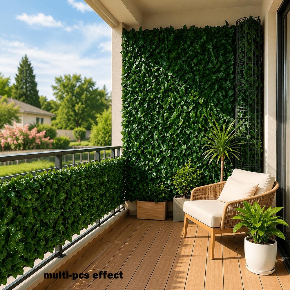 Outdoor Artificial Ivy Green Plant Fence Screen, UV-Resistant, Fade-Proof, Maintenance-Free High-End Plastic Material Artificial Green Plant Wall.