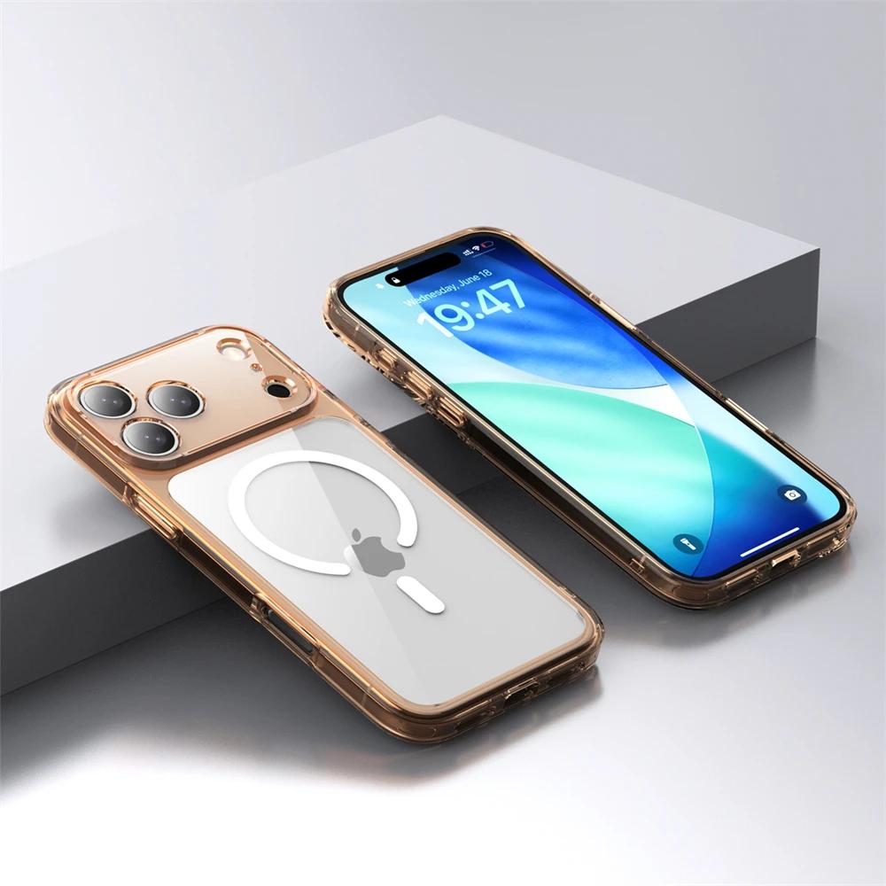 Luxury Clear TPU Shockproof For Magsafe Magnetic Phone Case For iPhone 17 Air 17 Pro Max Wireless Charging Shockproof Back Cover