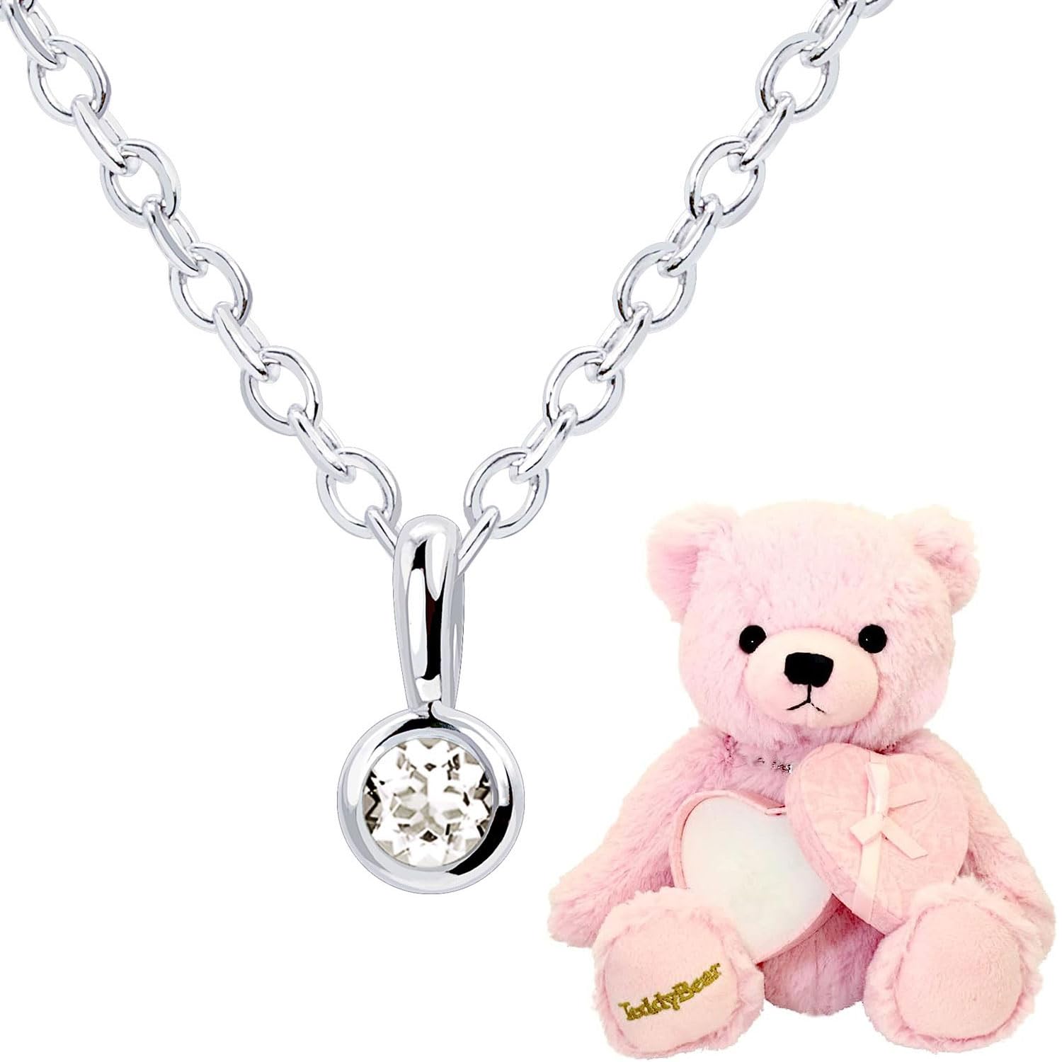 

Ожерелье с одним бриллиантом Fukurin Silver Pink Teddy Bear, набор с бриллиантами, камень-символ апреля [Sears], для женщин 13930-s-tdt-01-p-04