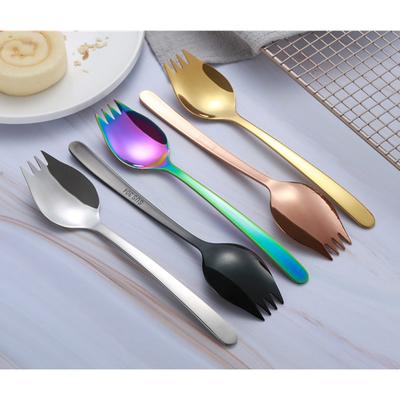 6Pcs Stainless Steel Fork Spoon Multifunction Noodle Salad Dinner Tableware Kitchen Utensils for Party Wedding