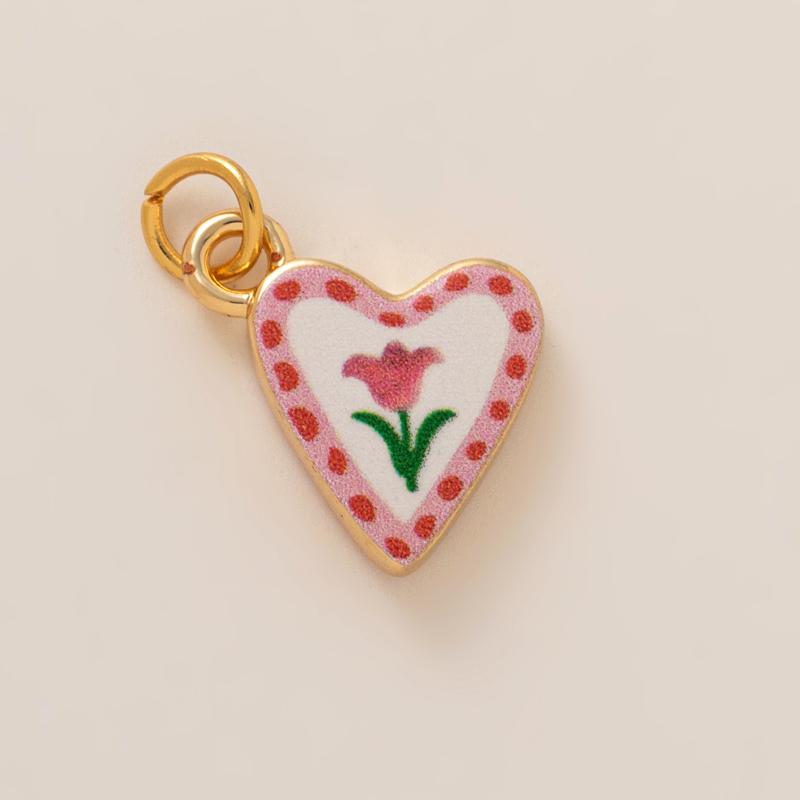 Simple And Versatile Color Blocking Butterfly Love Flower Diy Pendant Accessories Gold-Plated Color Preservation