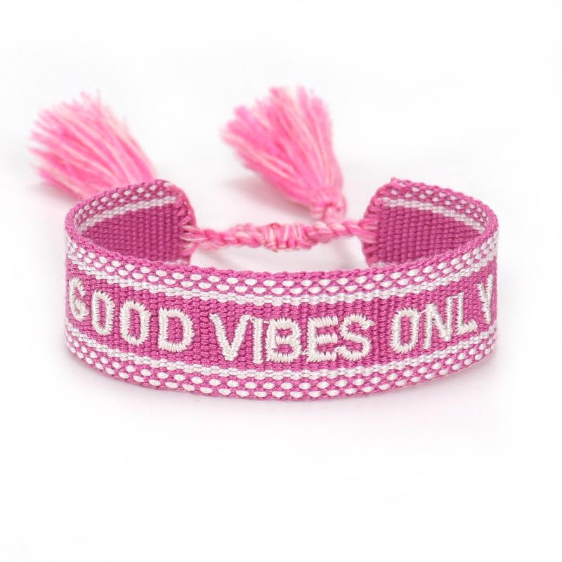 Handmade European Style Embroidered Love Bracelet with Tassels for Girls