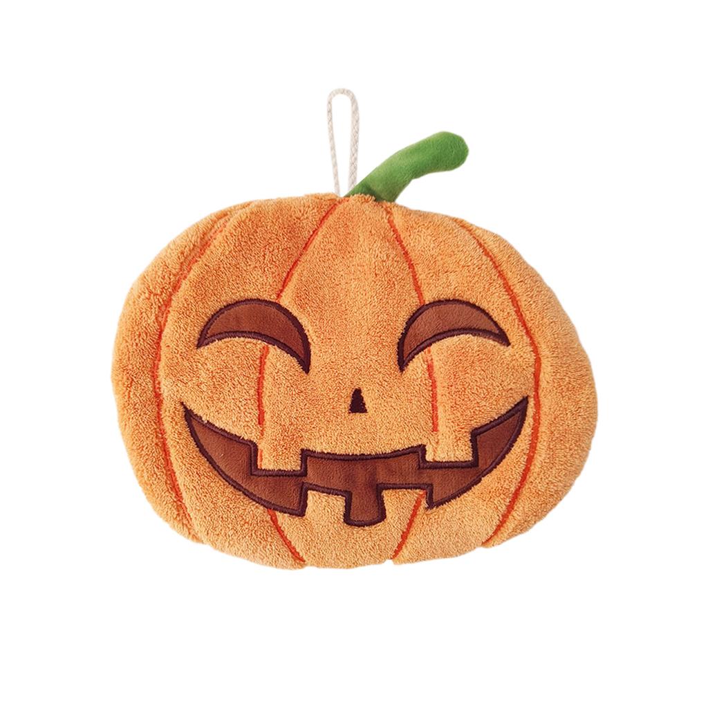 Halloween Pumpkin Hanging Hand Towel, Thick Absorbent Coral Fleece Hanging Hand Towel