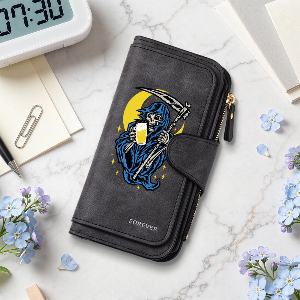 Grim Reaper Pattern Long Wallet Fashion Casual Card Holder Portable Daily Purse 