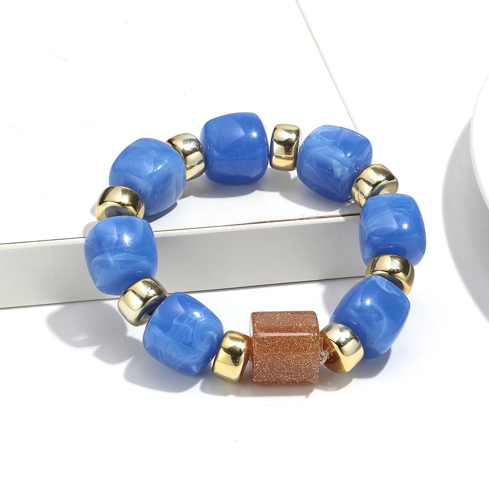 Fashion Acrylic Big Square Beads Bracelet for Women New Trendy Colorful Imitation Stone Strechy Bracelets Statement Jewelry Gift