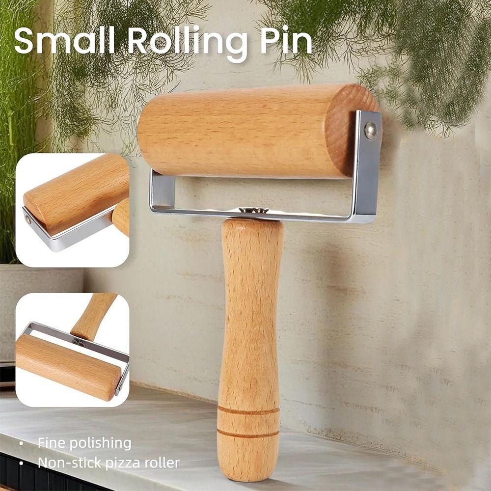 Portable Rolling Pin Non-Stick Wooden Handle Dumpling Skin Artifact Household Durable Cake Dough Roller Baking Supplies