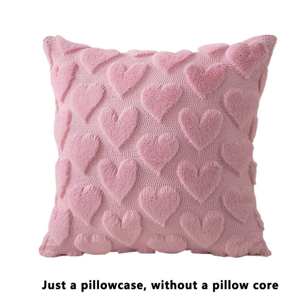 Creative Holiday Pillowcase 3D Plush Heart Velvet Decorative Cushion Cover Soft Throw Pillowcase for Decor Valentines Day Gift розовый 2070₽