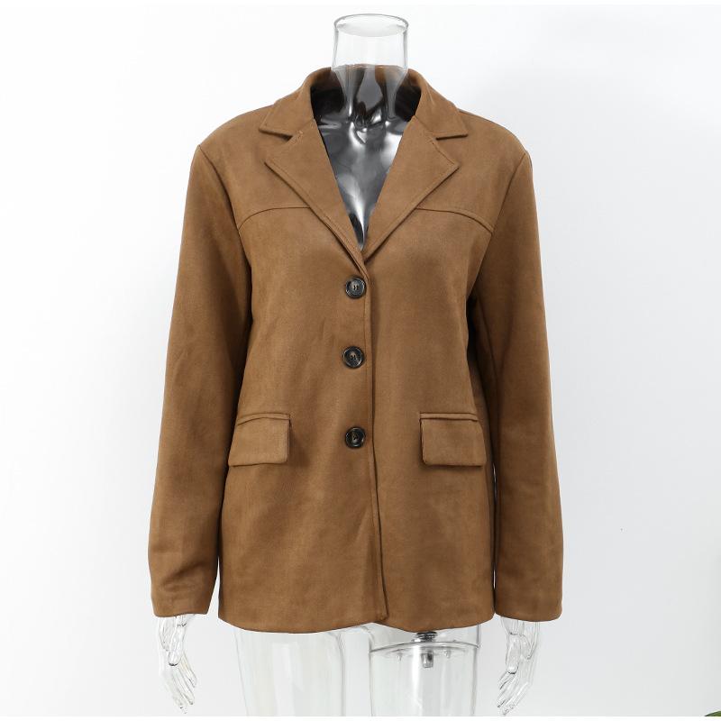 

Brown Coat For Women Spring Turndown Collar Long Sleeve Female Jacket 2026 Fashion Loose Single-breasted Lady Coats L