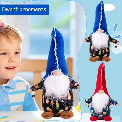 Independence Day Faceless Doll With Curved Hat And Red Wine Glass Doll Creative Dwarf Ornaments