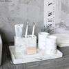 Light Luxury Marble Stripe Resin Wash Soap Dispenser Gargle Cup Toothbrush Holder Soap Dish Bathroom Bath Supplies