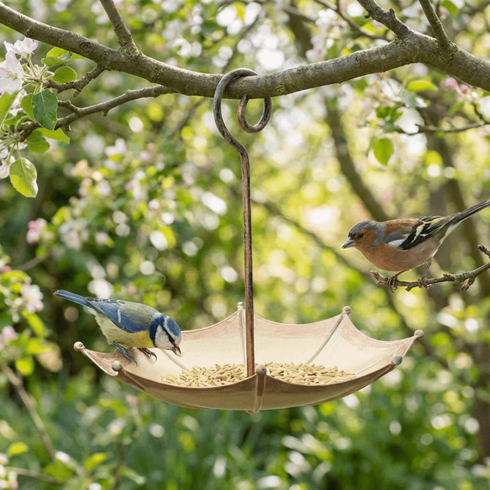 Umbrella-shaped Hanging Bird Feeder Creative Anti-leakage Bird Feeding Station Multifunctional Decorative Bird Water Drinker