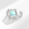 Minimalist Branch Texture Moonstone Ring For Women Unique Nature Inspired Band Elegant Cool Tone Jewelry Gift