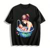 Mother Baby Bath Time Love Print Casual Adult T-Shirt Pure Cotton T-shirt