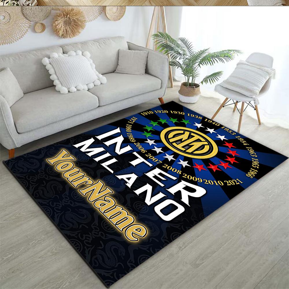 Inter Milan Customized Name Area Rug Design for Entryway Hallway Bedrooms Study room Anti-slip Rug Office home decor Perfect Gift for Women/Men