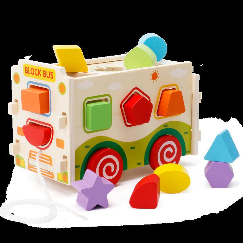 Wooden Shape Sorting Learning Box Children Educational Interactive Festival Gift