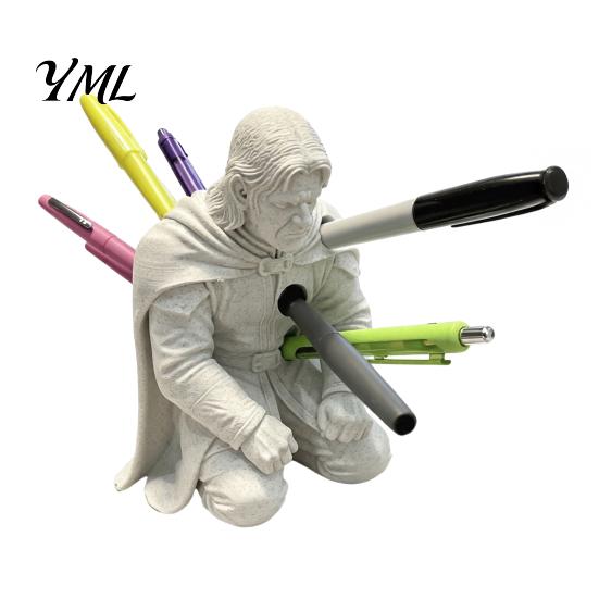 Dorm Room Table Decorations 3D Printed Knight Pen Holder, Armor Style Kneeling Hero Pencil Student Writing Tool Holder Stand, Creative Stationery