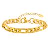 Stainless Steel Embossed Three To One Nk Chain Bracelet Plated 18K Gold Br-2413