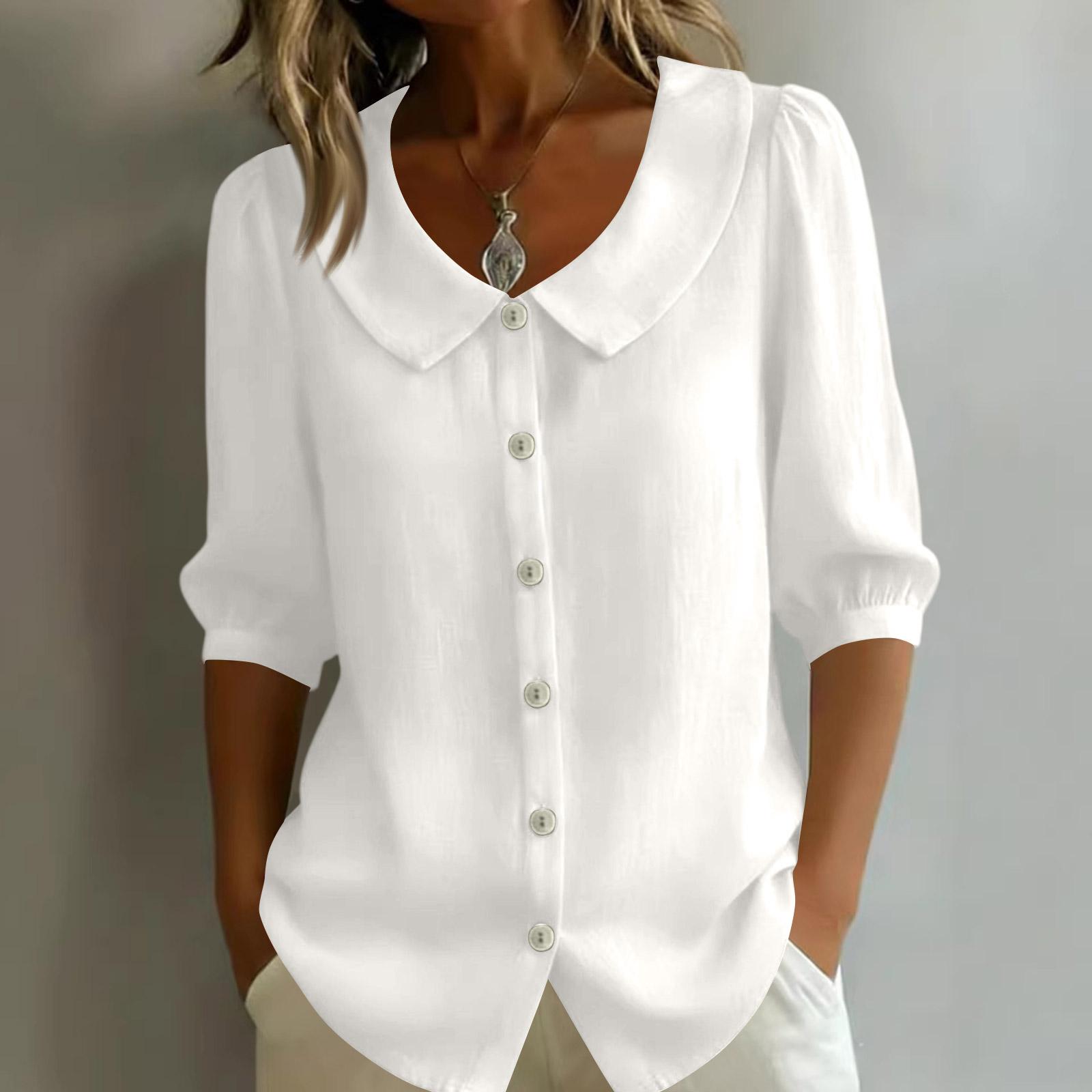 

Ladies Casual And Fashionable Loose V-neck Shirt Top XXL білий