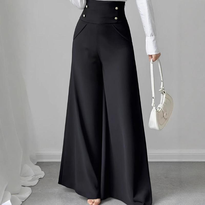 Damen S High Waist Weite Hosen mit Taschen für die Büroarbeit